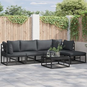 vidaXL Set de canapele pentru grădină 5 pcs Negru 283 x 141.5 x 71 cm