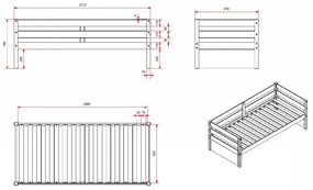 Pat Margrit pentru copii 90x200 cm alb pin masiv – Vipack
