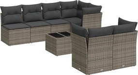 vidaXL Set canapele de grădină cu perne, 8 piese, gri, poliratan