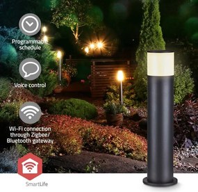 Nedis ZBLOP10RGBW - Lampă LED RGBW pentru exterior, dimabilă, 10 W, 230 V, IP65, Wi-Fi Tuya, neagră