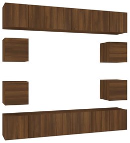 3120217 vidaXL Set dulapuri TV, 10 piese, stejar maro, lemn prelucrat