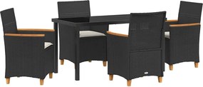 vidaXL Set de masă pentru grădină 5 pcs Negru poliratan