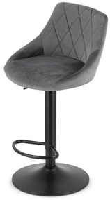 Scaun de bar gri KAST VELVET cu picior negru