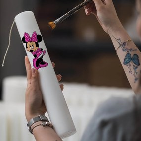 Lumanare Botez Minnie cu rochita roz 5,5 cm, 50 cm