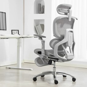RESIGILAT- VIGOCHAIR ULTRA PRO Scaun ergonomic, spatar reglare verticala, suport lombar cu masaj si incalzire, sezut translatie, cotiere 6D, suport picioare, Full Mesh, Gri