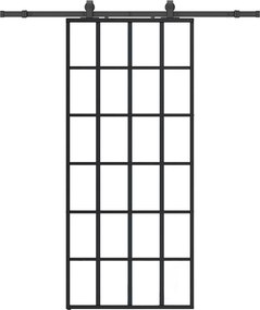 vidaXL Ușă glisantă cu set de feronerie neagră 90x205 cm Sticlă ESG