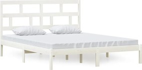 vidaXL Cadru de pat, alb, 160x200 cm, lemn masiv de pin