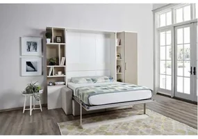 Set pat rabatabil dublu 160X200 cu canapea 2 locuri, biblioteca Royal (50 cm), biblioteca Royal cross(24 cm) si dulap Royal (50 cm) - ROYAL XL 160 COMBI (160X200)