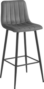 Scaun de bar POZZA VELVET cu picioare negre, gri inchis