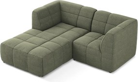 Colțar verde cu tapițerie din țesătură bouclé (cu colț pe partea stângă/cu șezlong) Aloha – Makamii