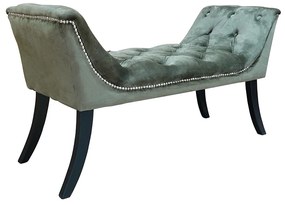 Bancă de design, ţesătură de catifea verde măsliniu / lemn, HEMY TYP 2