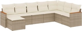vidaXL Set canapele de grădină, 8 piese, cu perne, bej, poliratan