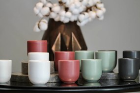 Pahar Cafea Ceramica Novum (Rosu Grena-Mat, 250ml) Gresie Glazurata Manual