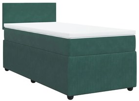 3287587 vidaXL Pat continental cu saltea, verde închis, 80x200 cm, catifea