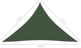 Parasolar, verde inchis, 2,5x2,5x3,5 m, HDPE, 160 g m   Morkegronn, 2.5 x 2.5 x 3.5 m