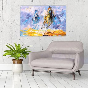 Tablou - Caii alergând, pictură în ulei (90x60 cm)