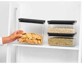 Cutii de depozitare Brabantia Tasty+ Stackable 1008881, 2x1.5L+1x3.5L, Fara BPA, Inchidere stransa, Gri inchis