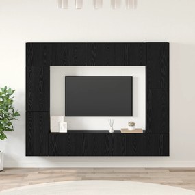 vidaXL Set comodă TV cu raft 8 pcs Stejar negru 80 x 30 x 30.5 cm