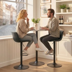 HOMCOM Set de 2 taburete de bar, scaune de bar cu înălțime reglabilă, spătar și suport picioare, rotative 360°, picioare din oțel, negru | Aosom Romania