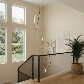 Lampă suspendată de design bronz închis cu 9 lumini, incl. LED, cu dimmer în 3 trepte - Vide Anella