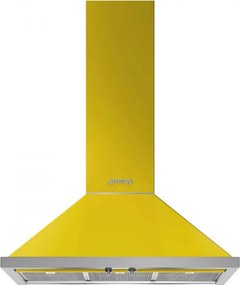 Hota decorativa SMEG Portofino KPF9YW, 275 W, A+, 781 m³/h, 3 viteze, 3 filtre, Supapa, Otel inoxidabil, LED, Galben
