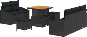 vidaXL Set de canapele pentru grădină cu pernă cu pernă 8 pcs Negru
