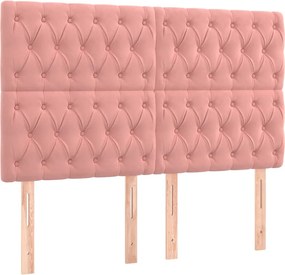 vidaXL Tăblie de pat roz 160x7x118/128 cm catifea