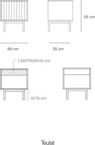 Noptieră albă cu aspect mat Sierra – Teulat
