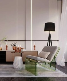 Lampadar, Lampa de podea cu trepied din lemn Calvin negru