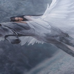 Tablou - Fata și unicorn (cu ceas) (90x30 cm)