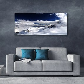 Tablou pe panza canvas Nori de munte Peisaj Gri Alb Violet