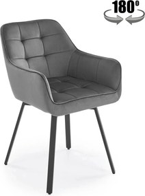 Scaun K588, gri - HLR 21, stofa catifelata/otel, 55x60x89 cm