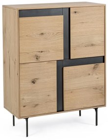 Bufet finisaj natural din lemn de Frasin si metal, 90x40x120 cm, Stanwood Bizzotto