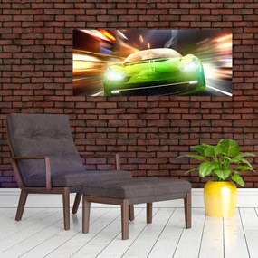 Tablou - Mașină de curse verde (120x50 cm)