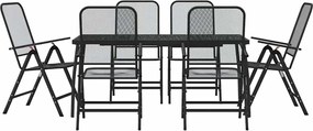 vidaXL Set de masă pentru grădină, 7 piese, plasă metalică antracit