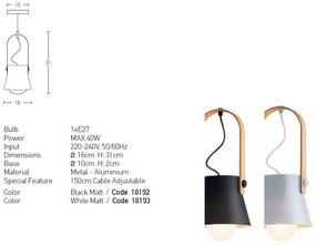 Pendul design modern Lanteo alb mat 16cm
