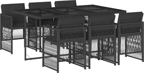 vidaXL Set mobilier de grădină cu perne, 7 piese, negru, poliratan