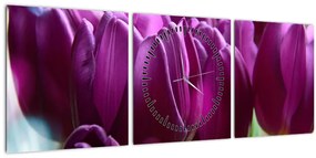 Tablou cu lalele (cu ceas) (90x30 cm)