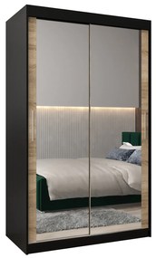 Dulap de haine 120 cm Toki 3 (negru mat + stejar sonoma). 1065062