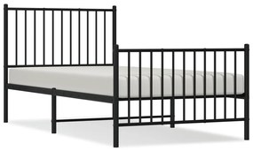 350874 vidaXL Cadru pat metalic cu tăblii de cap/picioare, negru, 90x190 cm
