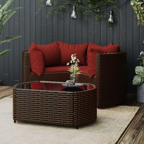 vidaXL Set mobilier de grădină cu perne, 4 piese, maro, poliratan