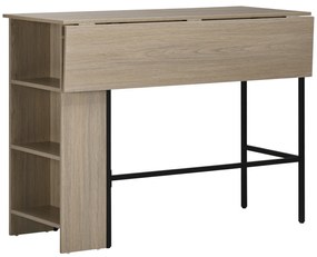 HOMCOM Insulă centrală masă de bar cu masă rabatabilă și 3 rafturi 120 x 76 x 91,4 cm gri deschis | Aosom Romania
