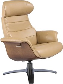 Fotoliu pivotant, functie relax, piele naturala si furnir de nuc George