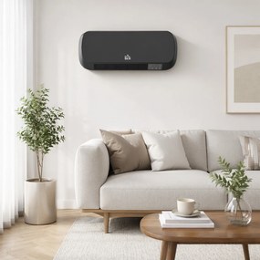 HOMCOM Aerotermă Electrică de Perete cu Telecomandă și Timer 12h, Negru | Aosom Romania