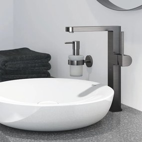 Baterie lavoar inalta Grohe Plus L antracit periat Hard Graphite cu ventil si pipa extractibila