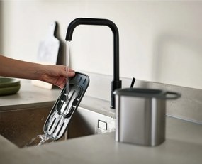 Suport pentru accesorii de spălat argintiu lucios din metal Duo Steel – Joseph Joseph