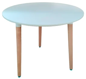 Masa rotunda, 80x80x75 cm, picioare lemn, culoare alb, MDF