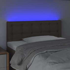 Tablie de pat cu LED, gri taupe, 100x5x78 88 cm, textil 1, Gri taupe, 100 x 5 x 78 88 cm