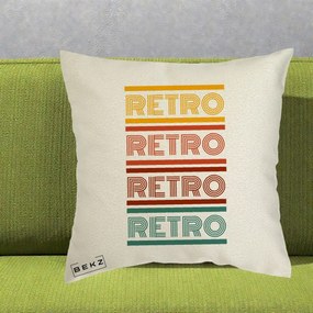 Perna Decorativa RETRO Text Multicolor, 40x40 cm, Ecru, Husa Detasabila, Perna Inclusa, BEKZ®
