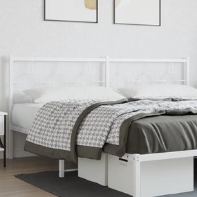 376312 vidaXL Tăblie de pat metalică, alb, 193 cm